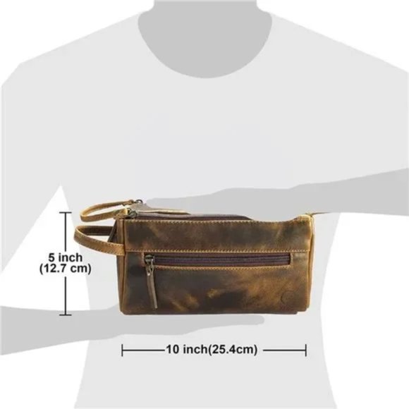 NEW BUFFALO Leather Toiletry Bag - Picture 2 of 7